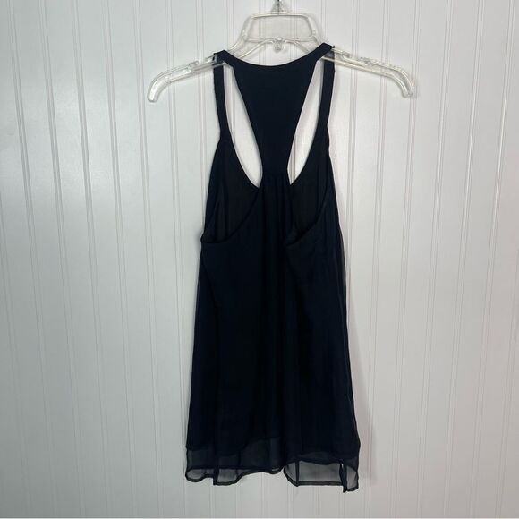WALTER Tank Top Size 2 Black 100% Silk Chiffon Trim Racerback - Picture 6 of 6
